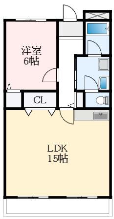 グランパティオ軽里(1LDK/3階)の間取り写真