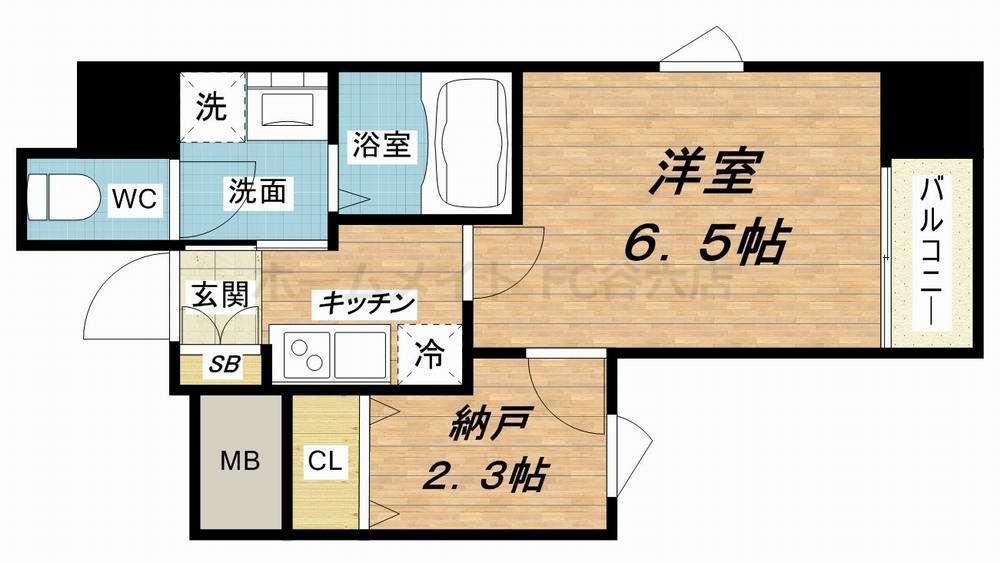 ONLYONE天六(1SK/1階)の間取り写真
