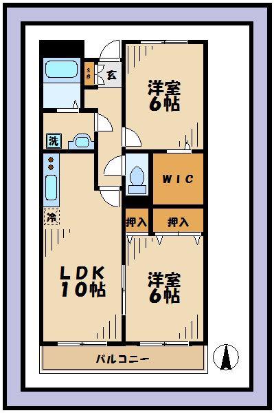 ロイヤルアスコット(2LDK/2階)の間取り写真