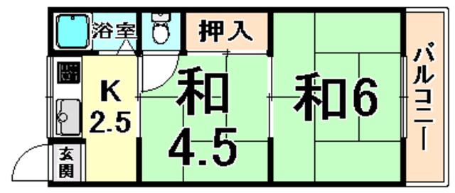 光マンション(2K/4階)の間取り写真
