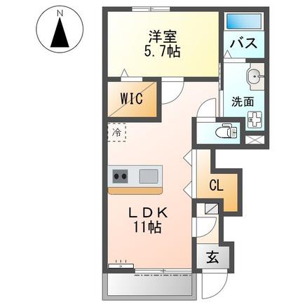 堺市美原区南余部(1LDK/1階)の間取り写真