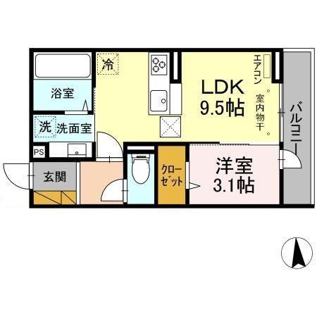 クレールモア(1LDK/1階)の間取り写真