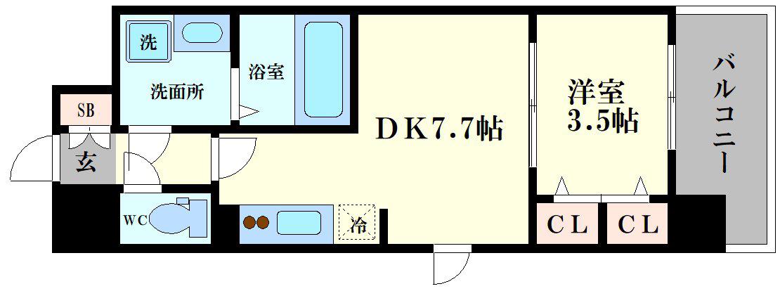 ファステート大阪ベースシティ(1DK/4階)の間取り写真