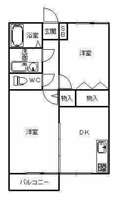 ビュー金上 C棟(2DK/1階)の間取り写真