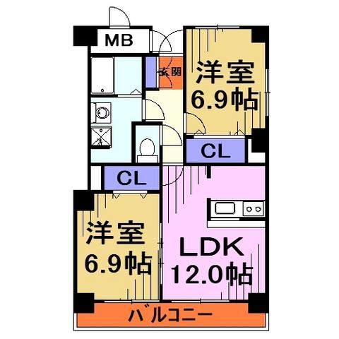 ソーニ・ドゥ・オーロ(2LDK/5階)の間取り写真