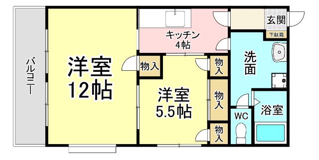 グラシアス砂津(2K/7階)の間取り写真