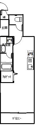 プラチナコート55番館(ワンルーム/7階)の間取り写真