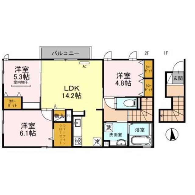 ハーク セゾン(3LDK/2階)の間取り写真