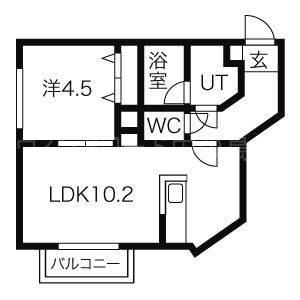 オルセー環状通東(1LDK/3階)の間取り写真