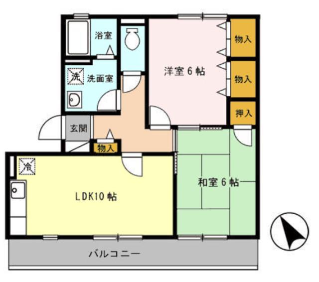 燦コーポB棟(2LDK/2階)の間取り写真