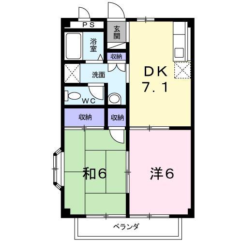 ファミール星ケ丘(2DK/2階)の間取り写真