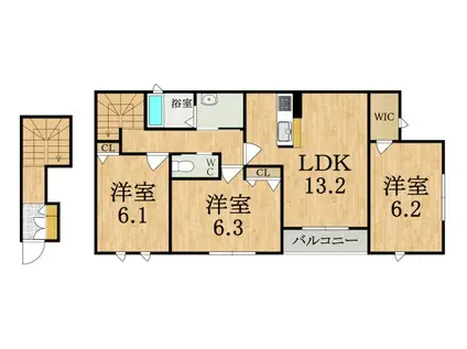 ブエナレラシオン(3LDK/2階)の間取り写真