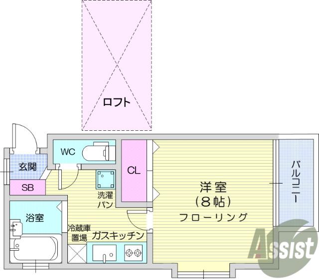 ウインディ北仙台(1K/1階)の間取り写真