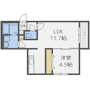 プランドール710(1LDK/3階)の間取り写真