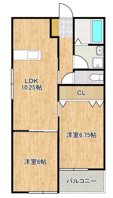 エルソル茶屋町(2LDK/1階)の間取り写真