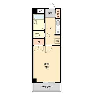 K-コート観月(1K/1階)の間取り写真