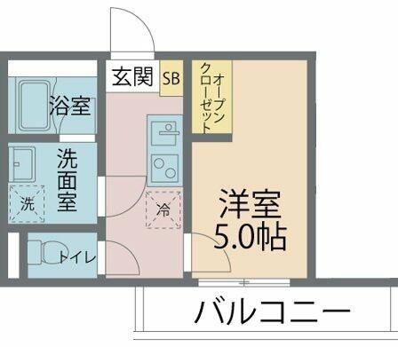 カインドネス鶴見小野(1K/2階)の間取り写真