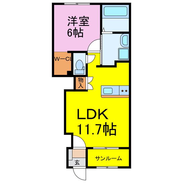 サラスリーノ(1LDK/1階)の間取り写真