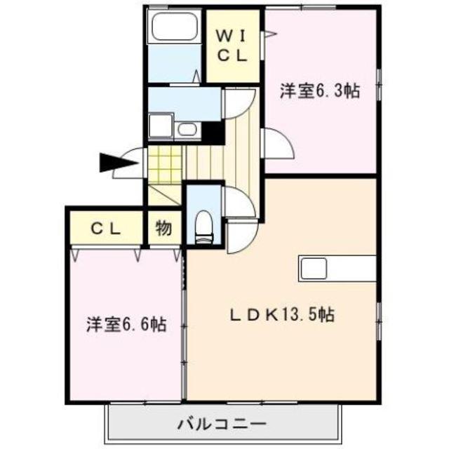 ビューアゼリア(2LDK/2階)の間取り写真