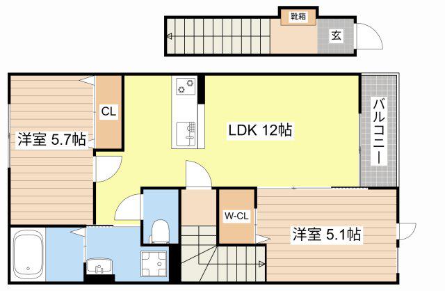 SUNNY HOME(2LDK/2階)の間取り写真