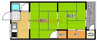 グリーンハイツ(2K/3階)の間取り写真