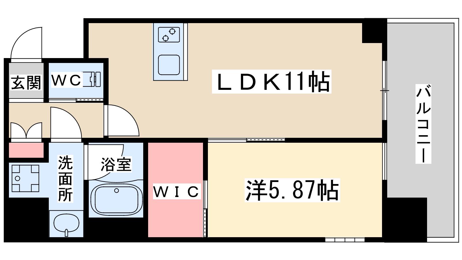 ラドゥセール天満(1LDK/15階)の間取り写真