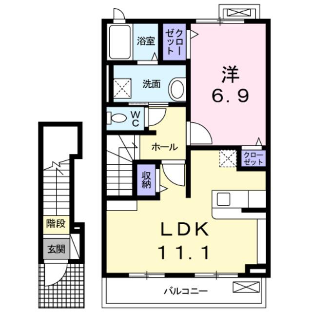 ブリーゼ・M(1LDK/2階)の間取り写真