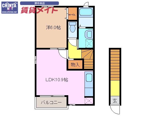 ハイシード平和(1LDK/2階)の間取り写真