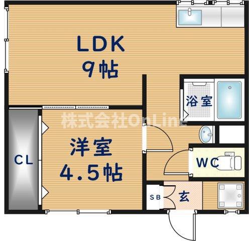 辻野ハイツ(1LDK/2階)の間取り写真