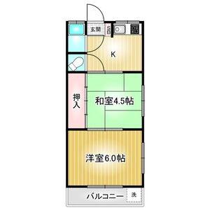 星ヶ丘荘(2K/2階)の間取り写真