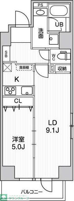 BLAU菊川(1LDK/4階)の間取り写真