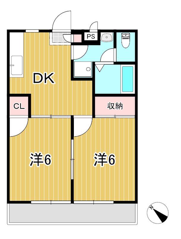 レジデンス本宮(2DK/3階)の間取り写真