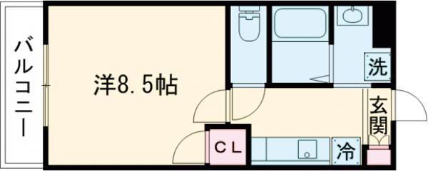 コンフォールHI(1K/3階)の間取り写真
