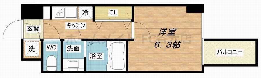 プレミアムコート谷町4丁目(1K/10階)の間取り写真