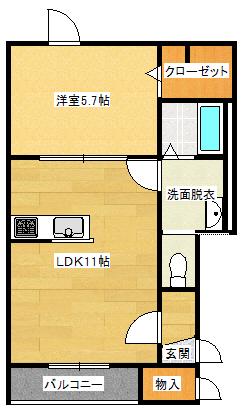 パルファンII(1LDK/1階)の間取り写真