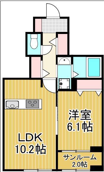 パラッツォ ビアンカ(1LDK/1階)の間取り写真