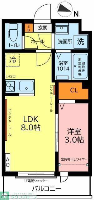 ガーデンヒルズ宮原(1LDK/1階)の間取り写真