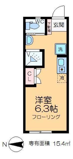 EハウスI(ワンルーム/1階)の間取り写真