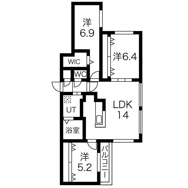 グランカルム円山公園(3LDK/3階)の間取り写真
