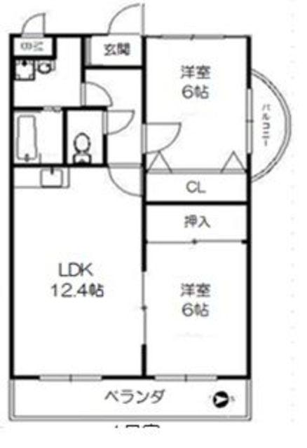 ルシア天神山(2LDK/5階)の間取り写真