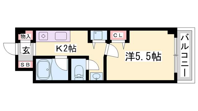 シティヒルズII(1K/4階)の間取り写真