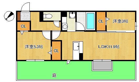 M・K・K 高峰町(2LDK/1階)の間取り写真