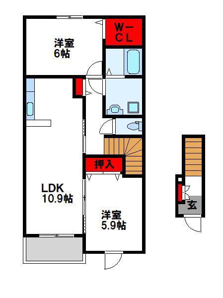 リールパラディーソ(2LDK/2階)の間取り写真