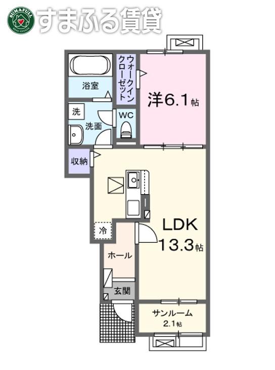 セントラル ワンB(1LDK/1階)の間取り写真