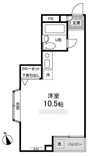 センチュリー21マンション(ワンルーム/2階)の間取り写真