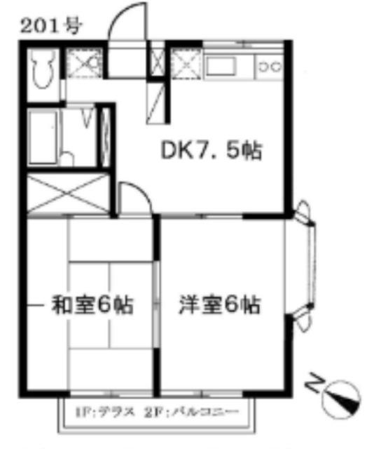 エステートピアIIモリタ(2DK/2階)の間取り写真