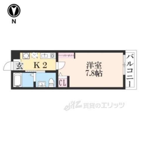 サンクトスコート京都駅北(1K/3階)の間取り写真