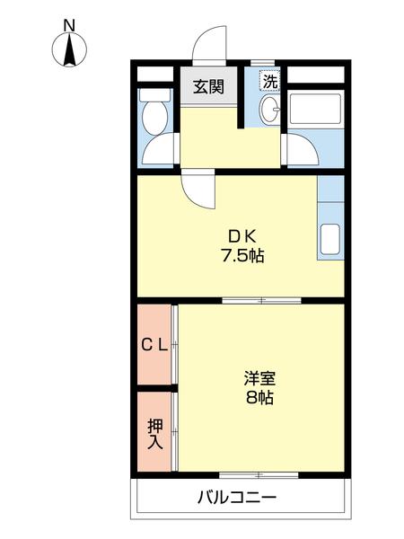 ラ・プラージュ松江中(1DK/1階)の間取り写真