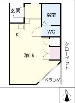 セブンス・ヒポ(ワンルーム/1階)の間取り写真
