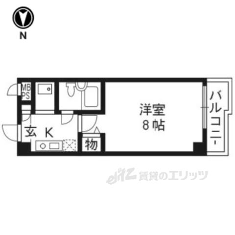 パラドール西院PARTⅠ(1K/2階)の間取り写真
